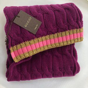 Gucci Cable Knit Scarf in Purple